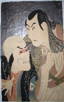Pair of actors on black mica background
