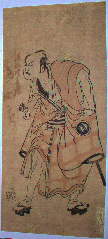 Actor in checked kimono